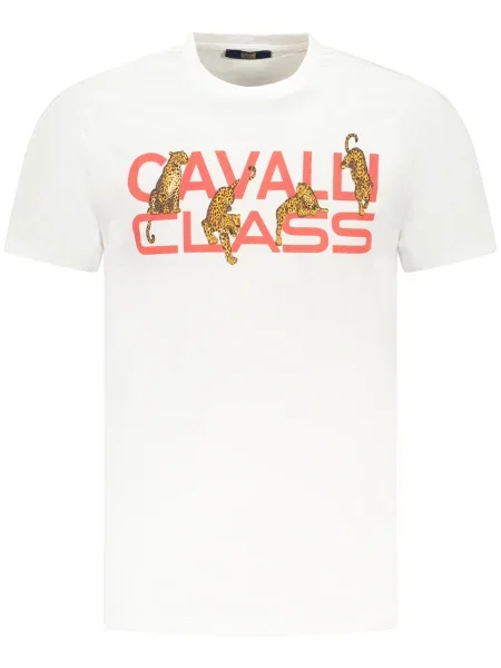 Tricou Cavalli Class scurt alb