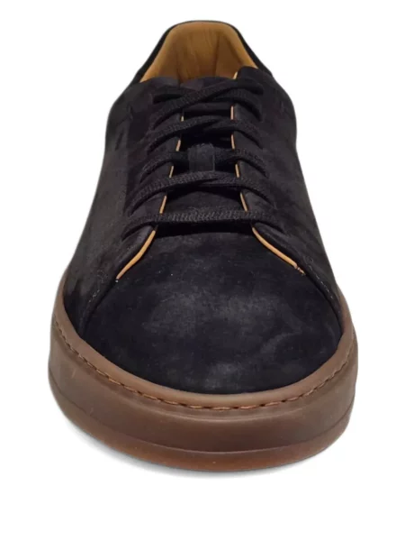 Sneakerși Henderson Baracco cu șireturi din piele de căprioară negru