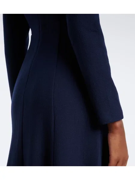Volnena koktejl obleka Roland Mouret z lokom modra