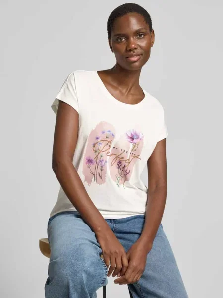 T-shirt z nadrukiem z motywem i napisem Christian Berg Woman biała