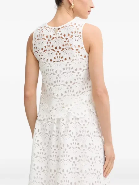 Top Twinset cu broderie alb