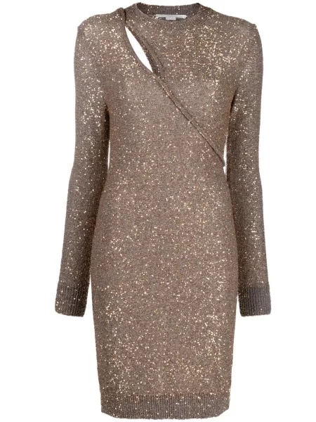 Rochie Stella Mccartney cu paiete tricotate de costum gri
