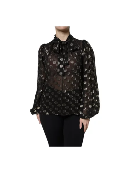 Bluzka Dolce And Gabbana w grochy z organzy czarna