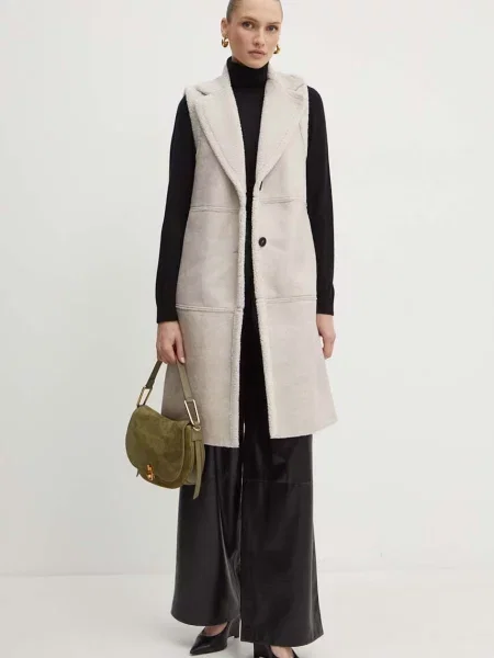 BOSS spodnie szerokie high waist czarny