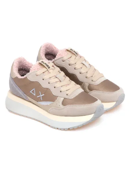 Sneakersy Sun68 typu teddy beżowe