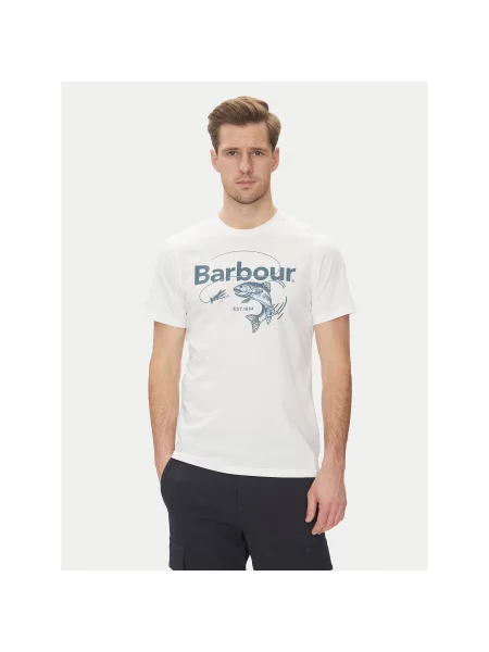 Barbour T-Shirt Lydd Tailored Fit λευκό