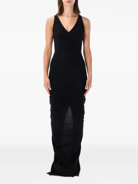 Rochie maxi Rick Owens Drkshdw cu decolteu în V cu volane negru