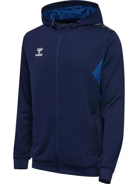 Bluza z kapturem sportowa Hummel Authentic Poly Zip Hoodie niebieska