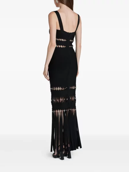 Rochie Hervé Léger cu franjuri negru
