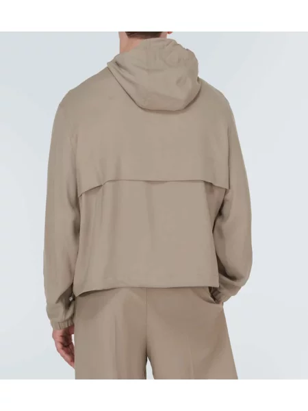 Bunda Ami Paris s kapucňou keper na polovičný zips béžová