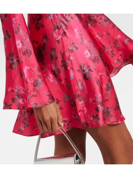 Rochie Ganni din satin cu model floral roșu