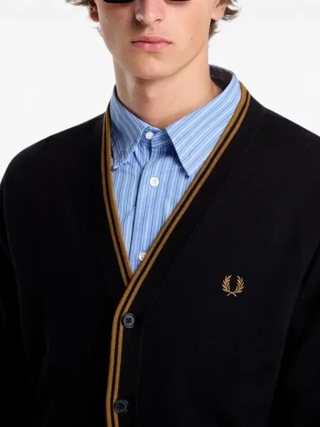 Cardigan Fred Perry cu broderie negru