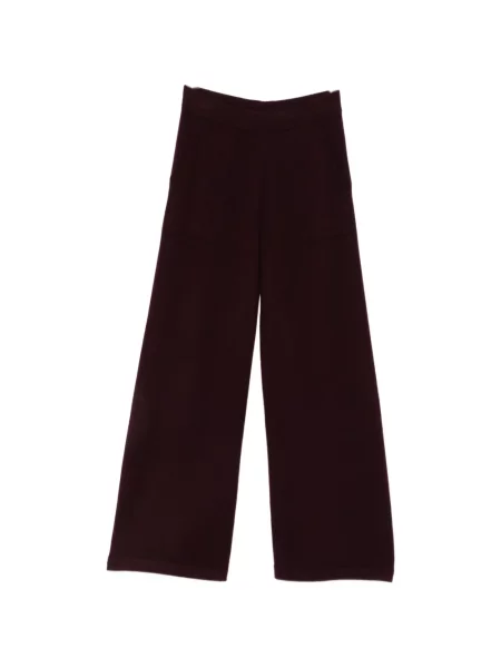 Pantaloni palazzo Bompard din cașmir roșu