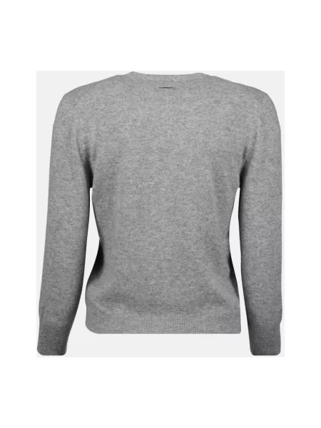 Sweter Prada wełniany z dekoltem w serek szary