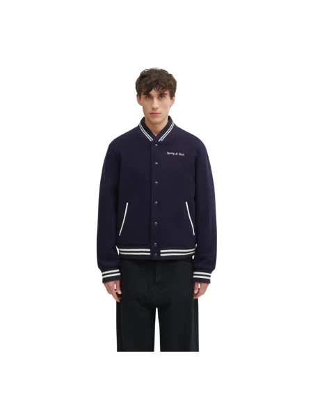 Kurtka bomber Sporty And Rich wełniany niebieski