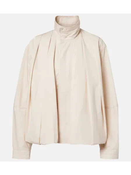 Geacă Lemaire din satin plisată alb