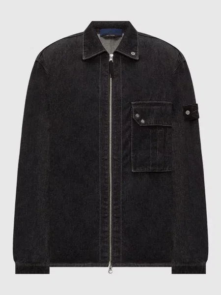 Джинсова куртка в стилі сорочки Stone Island чорна