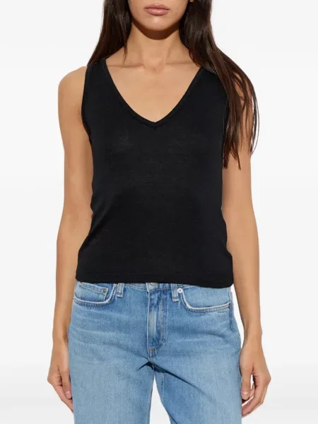 Top Rag & Bone cu decolteu în V negru