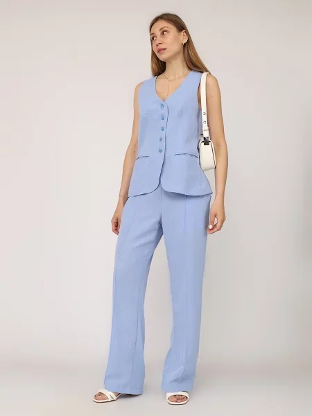 Лляні Штани повсякденні YUKI блакитний