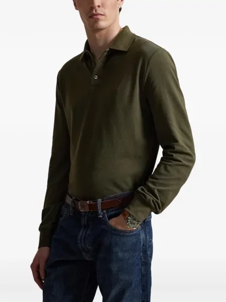 Мрежеста бягане подрязан поло тениска Polo Ralph Lauren синьо