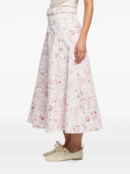 Fustă midi Cinq A Sept cu model floral cu imagine alb