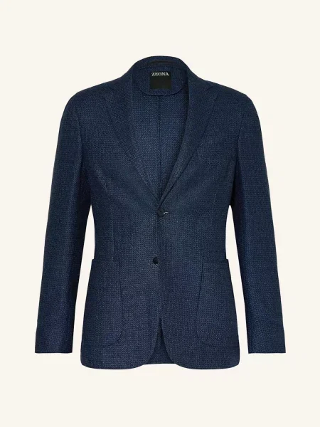 Zegna Sako Extra Slim Fit S Příměsí Lnu medium blue modré
