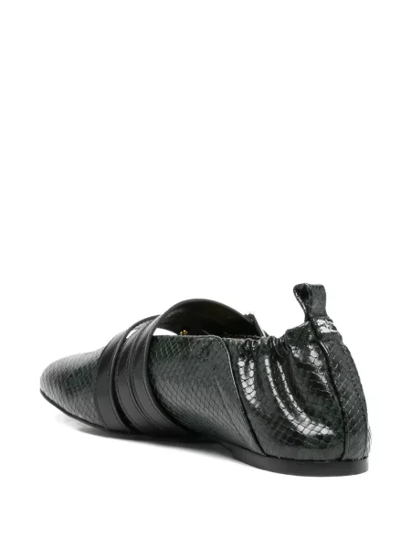Pantofi cu toc Ganni fără toc cu model piele de șarpe verde