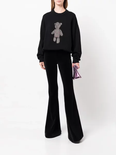 Vilnonis megztinis Alexander Wang su kristalais juoda