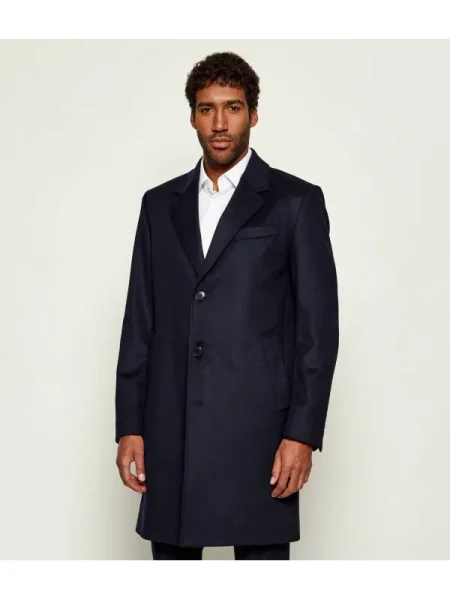 BOSS BLACK De lână palton cu adaos de cașmir negru