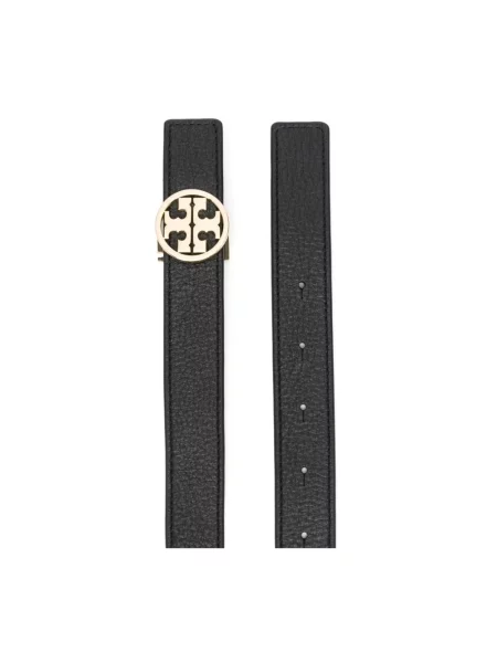 Pasek Tory Burch skórzany z paskiem dwustronny czarny