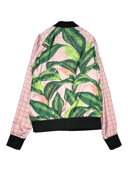 Велурен боди Adidas с принт на цветя розово