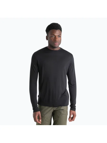 Tricou mânecă lungă Icebreaker din lână merinos negru
