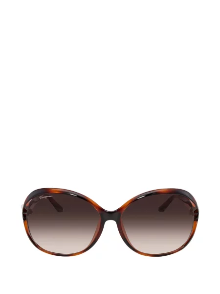 Ochelari de soare ovali Ferragamo Eyewear maro