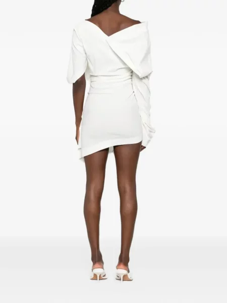 Rochie mini Issey Miyake asimetrică drapată alb