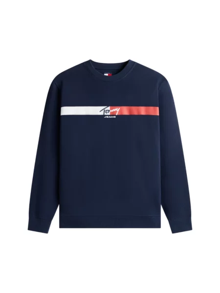 Bluza Tommy Jeans zamszowa z logo niebieska