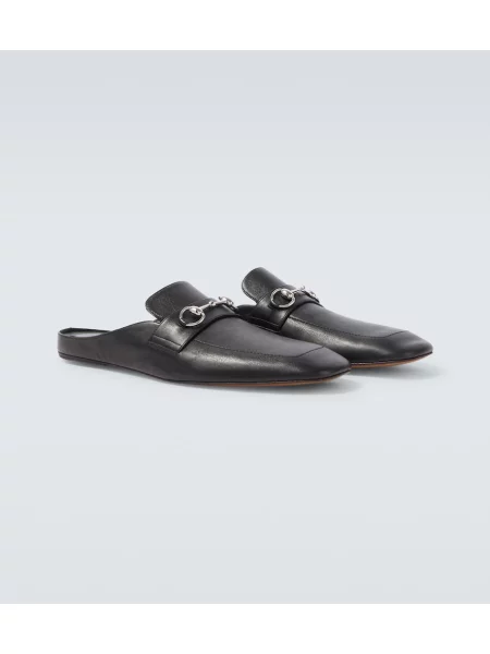 Papuci tip mules Gucci din piele negru
