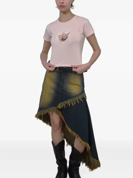 Fustă din denim Vivamus asimetrică albastru