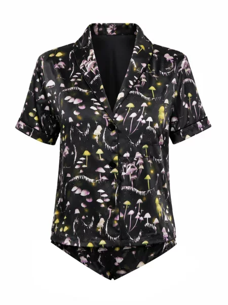 Scurt top Fleur Du Mal cu imagine negru