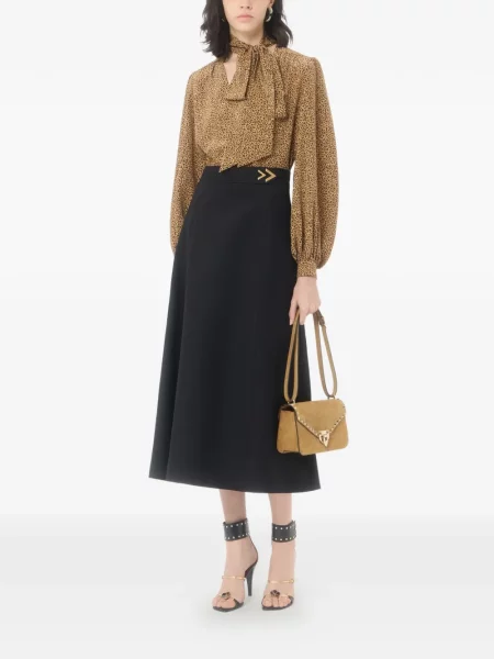 Fustă midi Valentino Garavani din crep negru