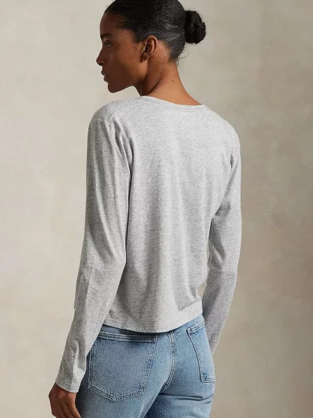 Bluzka z długim rękawem o kroju regular fit z mieszanki bawełny i modalu Polo Ralph Lauren szara