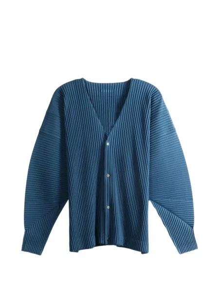 Cardigan Homme Plisse Issey Miyake cu decolteu în V albastru