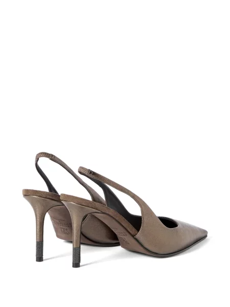 Pantofi cu toc Brunello Cucinelli din piele maro