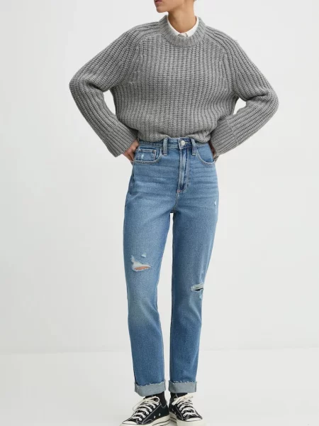 Hollister Co. jeans femei high waist albastru