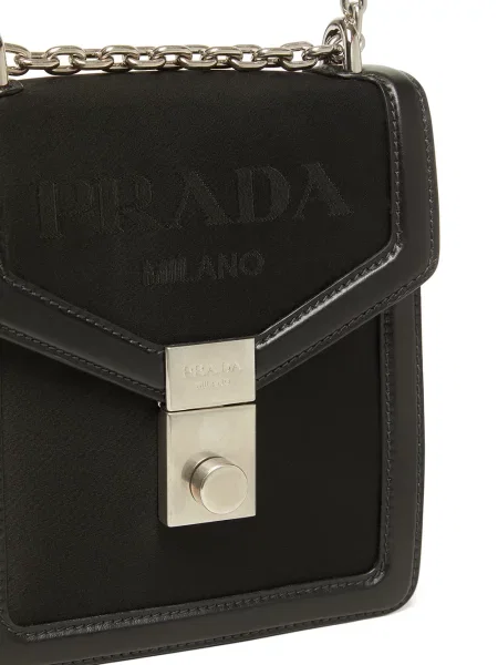 Geantă de mână Prada din jacard cu autograf negru