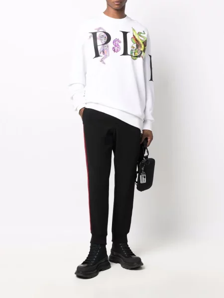 Raštuotas džemperis Philipp Plein balta