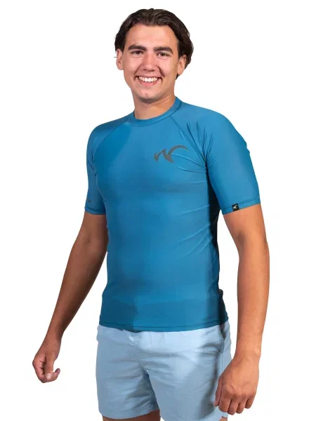 Koszulka surfing Watrflag Barcelona Bodyfit niebieski