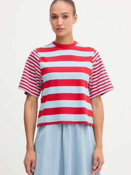 United Colors of Benetton majica za žene od pamuka s elastanom crvena