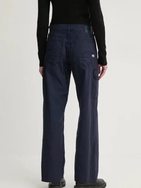 Kalhoty G-Star Raw tmavomodrá jednoduché medium waist