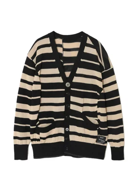 Cardigan Undercover cu dungi cu decolteu în V negru