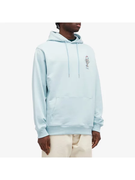 Drôle de Monsieur bluza Le Hoodie Vase turkusowy z kapturem z aplikacją niebieska